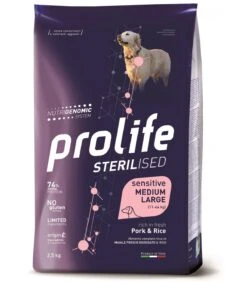 Prolife Cane Sterilised Sensitive Adult Maiale & Riso Medium Large 2,5 Kg